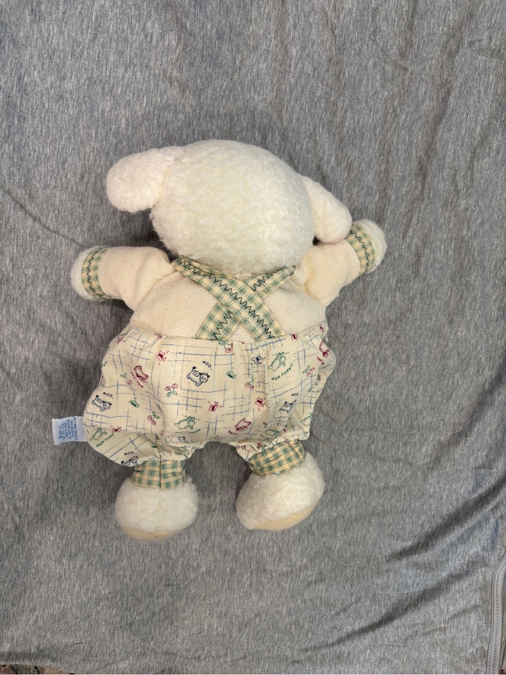 Vintage Eden Way Back When Lamb 14" Plushie w/ Illustrated Tee & Overalls EUC - Picture 10 of 10